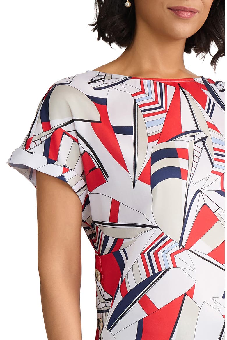 Geo Print Side Button Top, Alternate, color, NATURAL WHITE MULTI