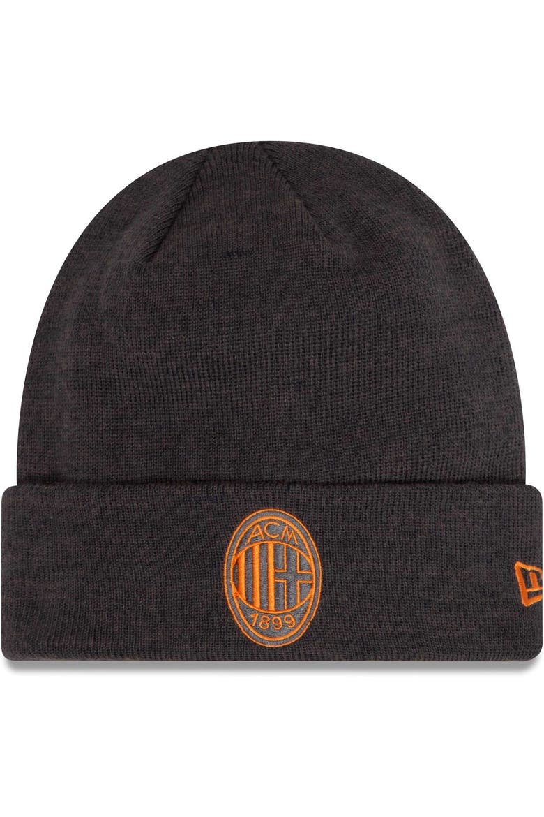 Men's New Era Black AC Milan Seasonal Color Cuffed Knit Hat, Main, color, Black