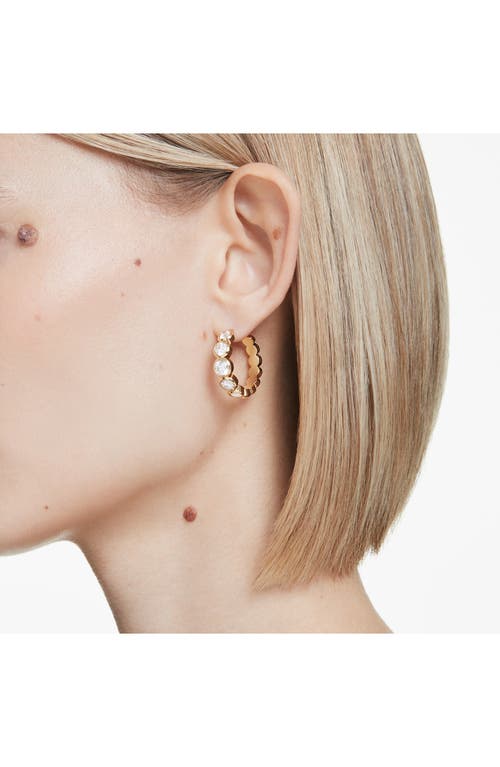 Swarovski Imber Crystal Bezel Small Hoop Earrings In White/gold