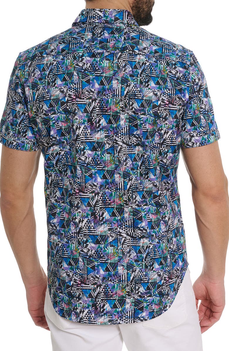Robert Graham Pullman Short Sleeve Button Up Shirt, Alternate, color, Black/ Blue Multi