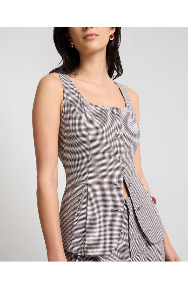 Onia Peplum Vest, Alternate, color, Brown/White