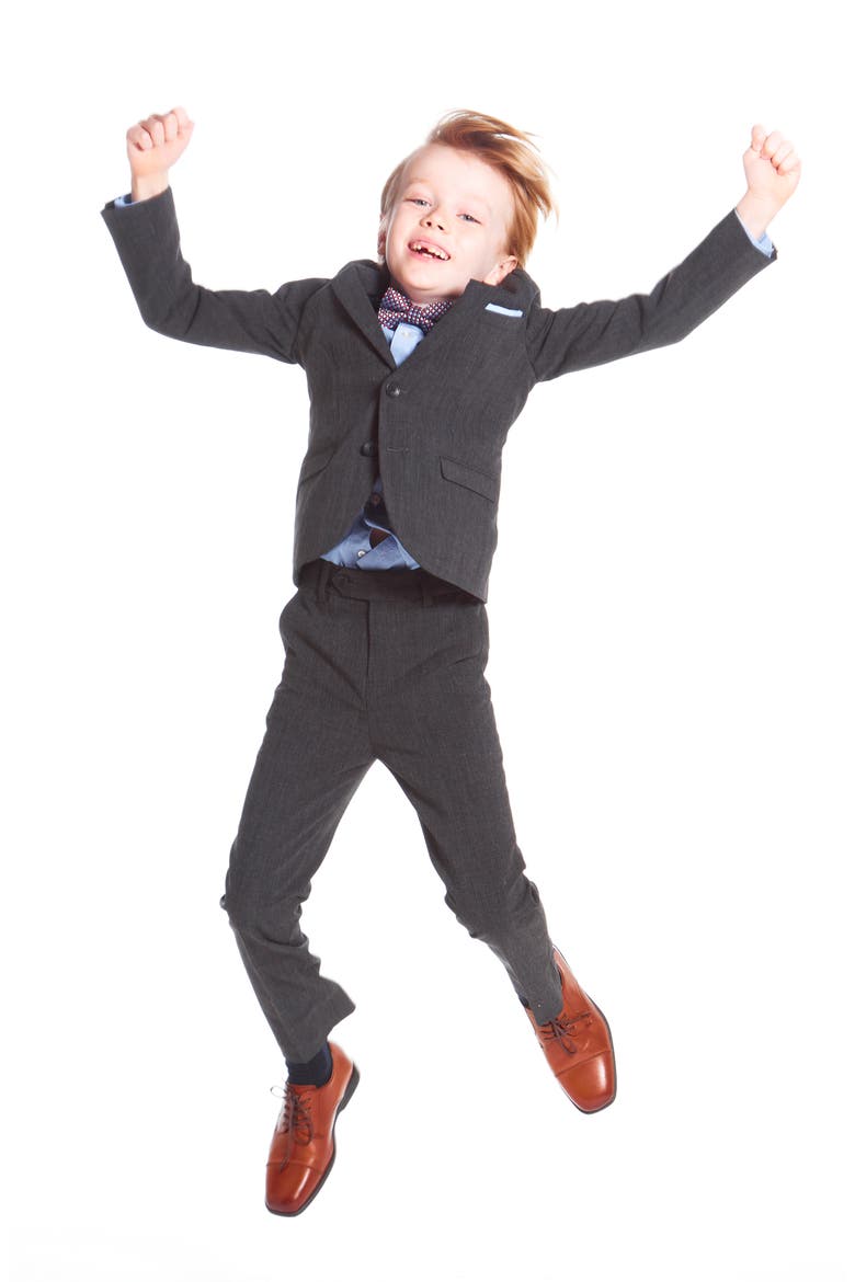 Kids' Solid Stretch Two-Piece Suit, Alternate, color, GREY