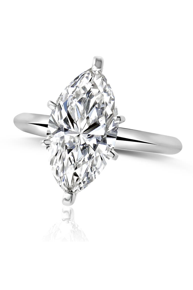 3Ct Gold Certified Lab Grown Marquise Diamond Engagement Ring, Alternate, color, 14k White Gold