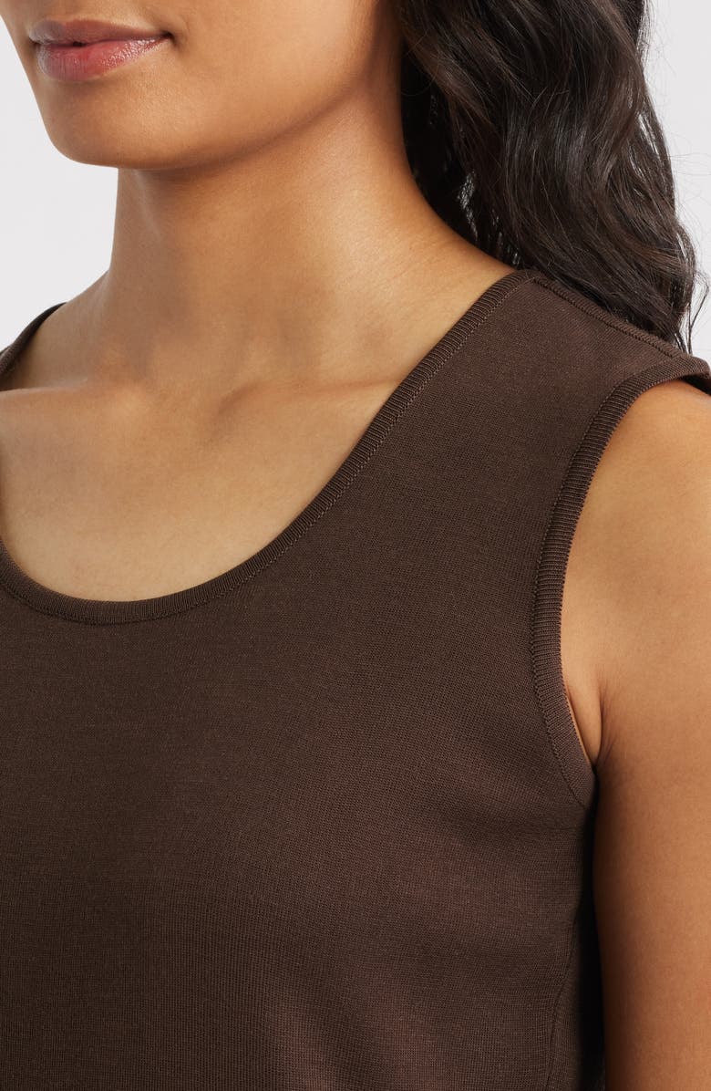 Ming Wang Scoop Neck Mid Length Knit Tank, Alternate, color, Dark Umber