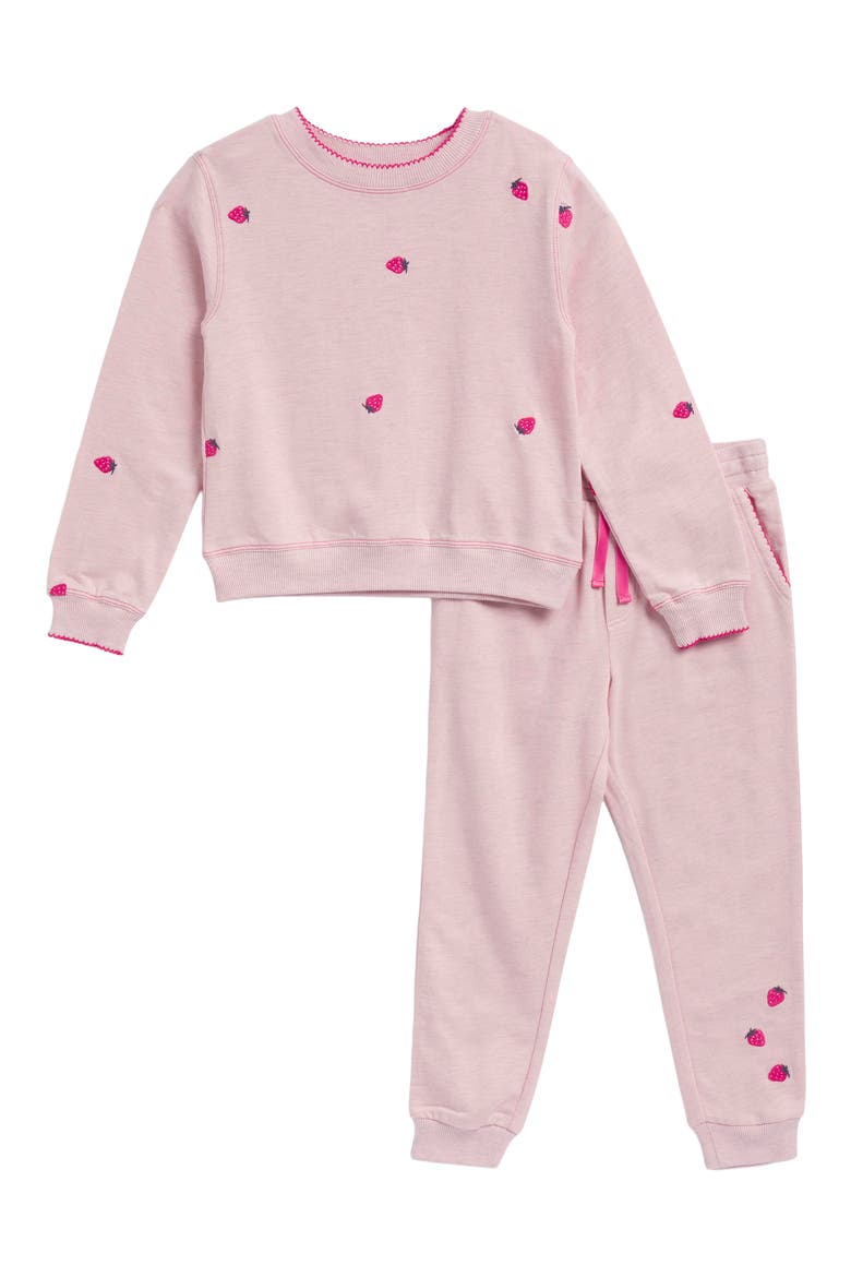 Kids' Berry Sweet Embroidered Sweatshirt & Joggers Set, Main, color, ROSEWATER