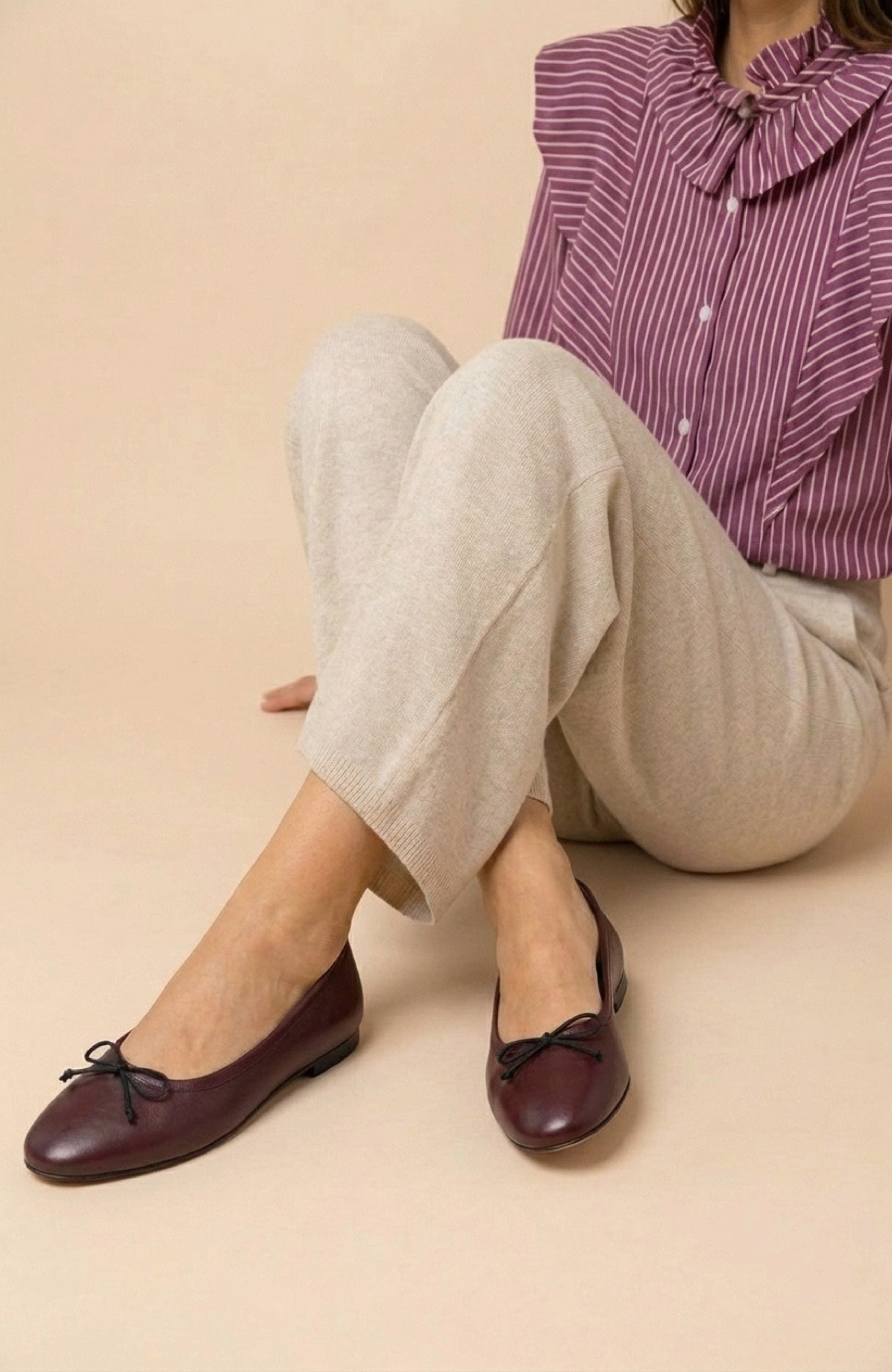 Amelie Leather Ballet Flat, Alternate, color, Wine
