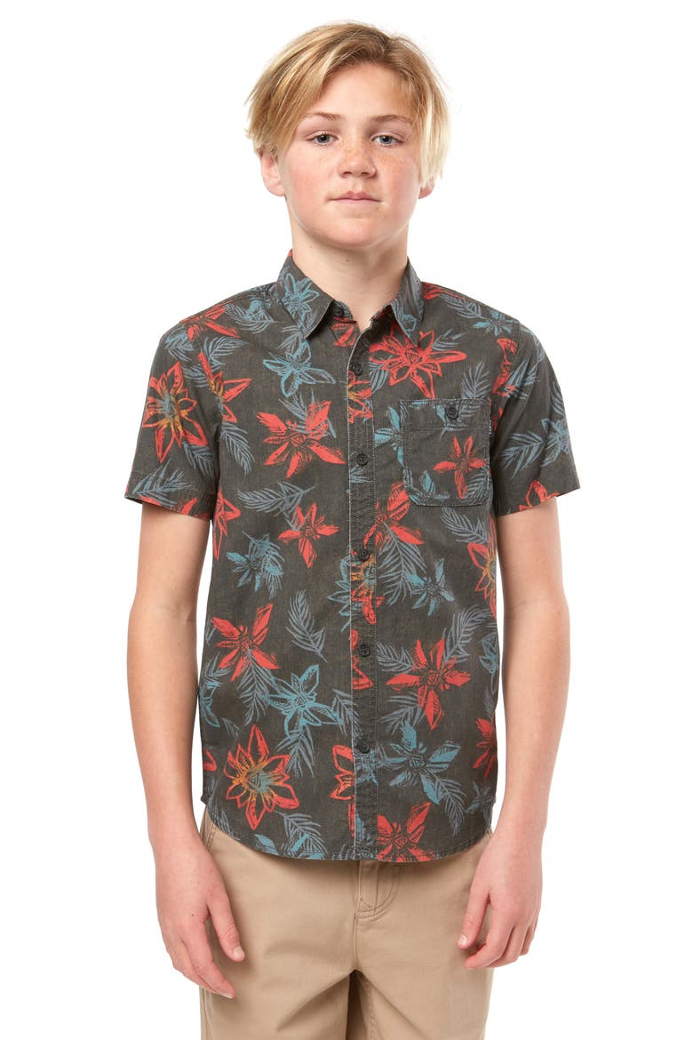 Threshold Short Sleeve Tropical Shirt, Alternate, color, GRAPHITE