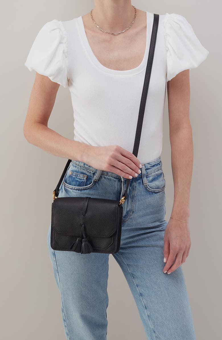 HOBO Small Eden Leather Crossbody Bag, Alternate, color, Black