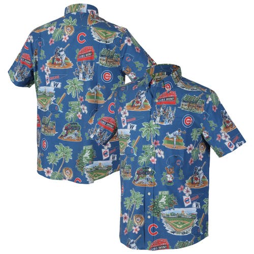 Reyn Spooner Royal Chicago Cubs Scenic Tri-blend Button-down Shirt In Blue