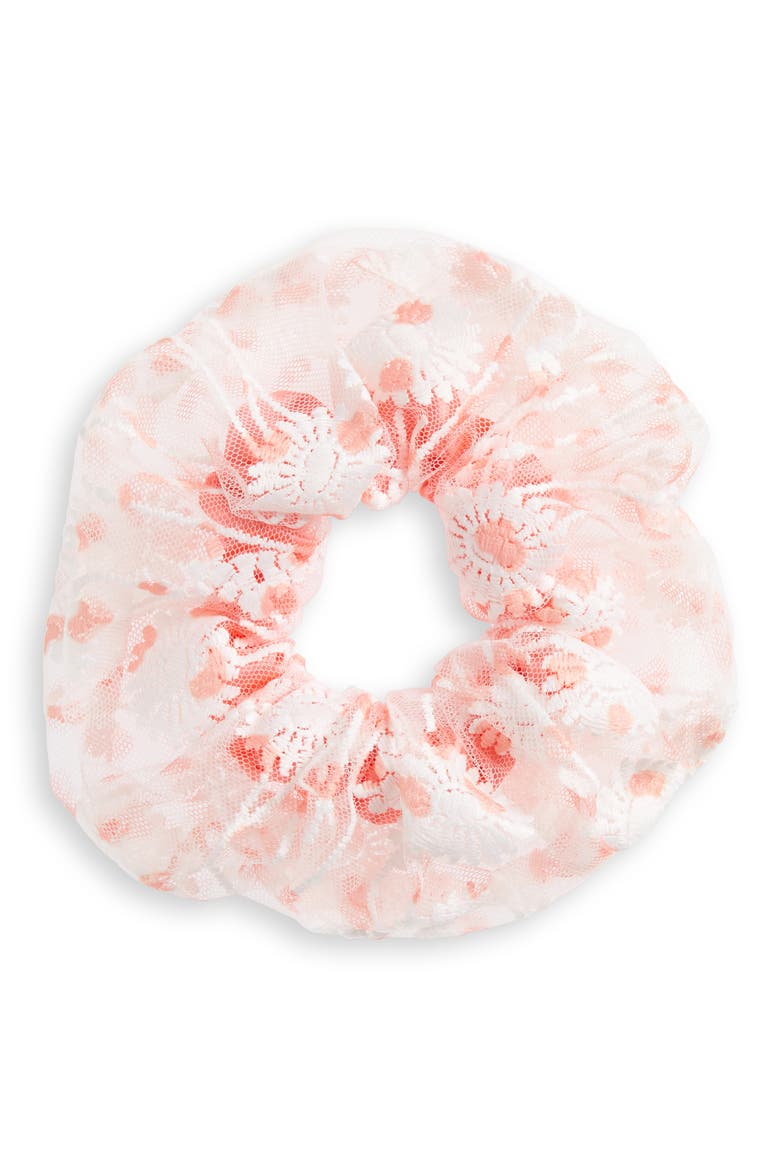Oversized Frill Scrunchie, Main, color, CORAL SUGAR DAISY