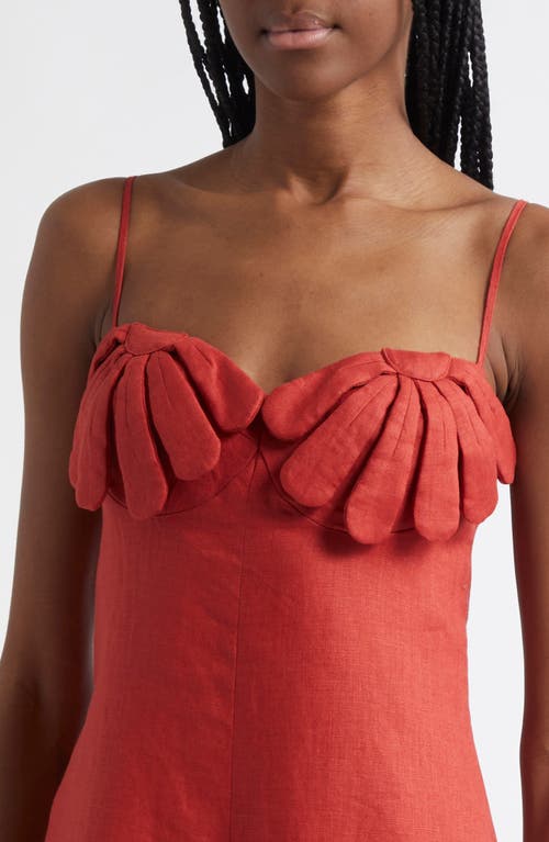 Farm Rio Red Petals Cup Wide Leg Linen Jumpsuit In Red