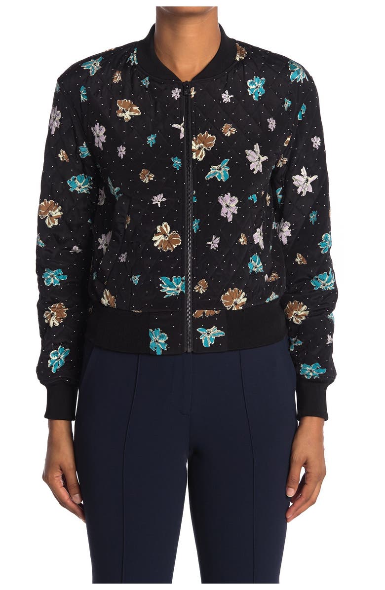 Diane von Furstenberg Caitlyn Printed Silk Bomber Jacket, Alternate, color, 