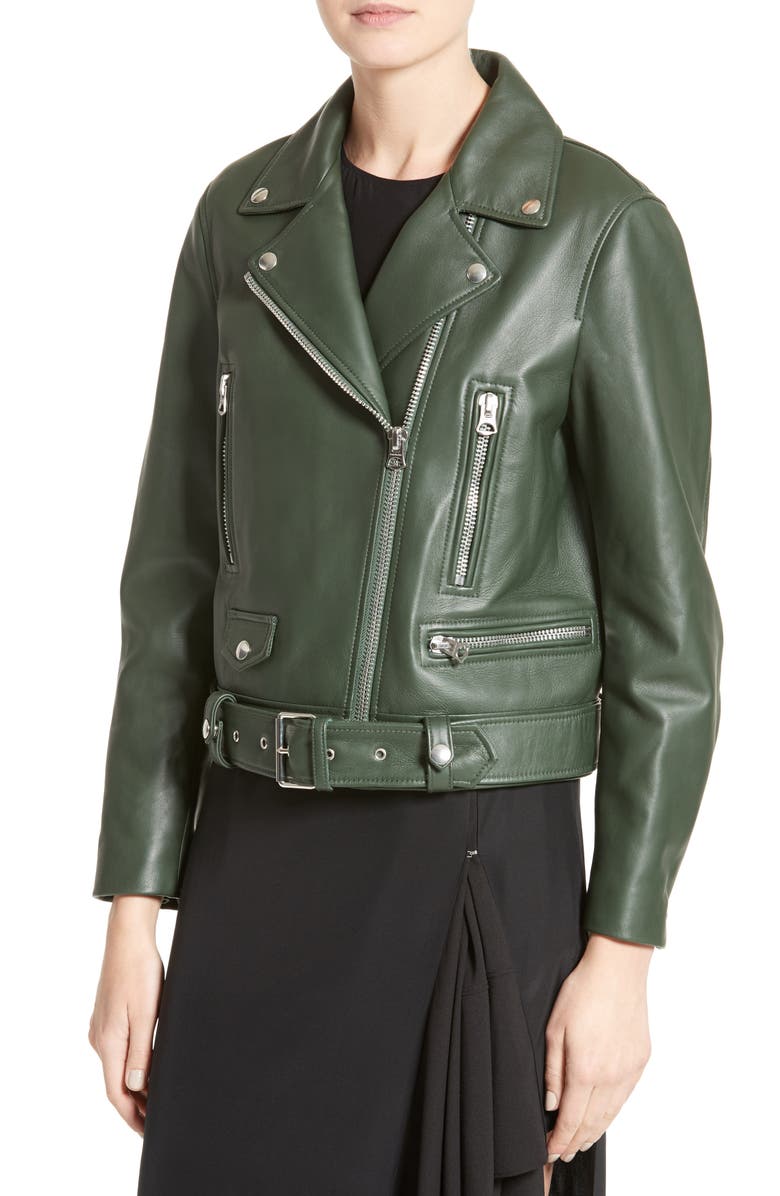 Acne Studios Mock Leather Moto Jacket, Alternate, color, 