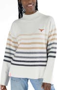 LUSSO Women's Lusso  White Texas Longhorns Simone Striple Mock Neck Oversized Pullover Sweater