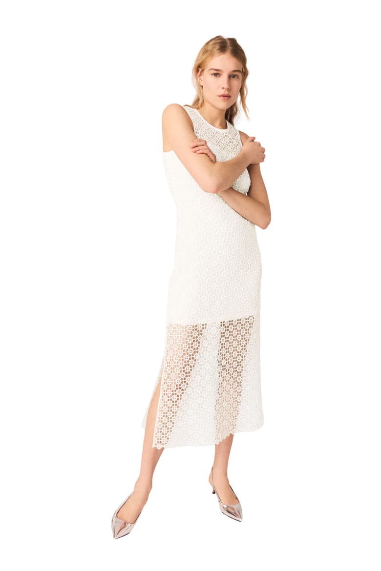 Rhinestone crochet maxi dress, Alternate, color, White