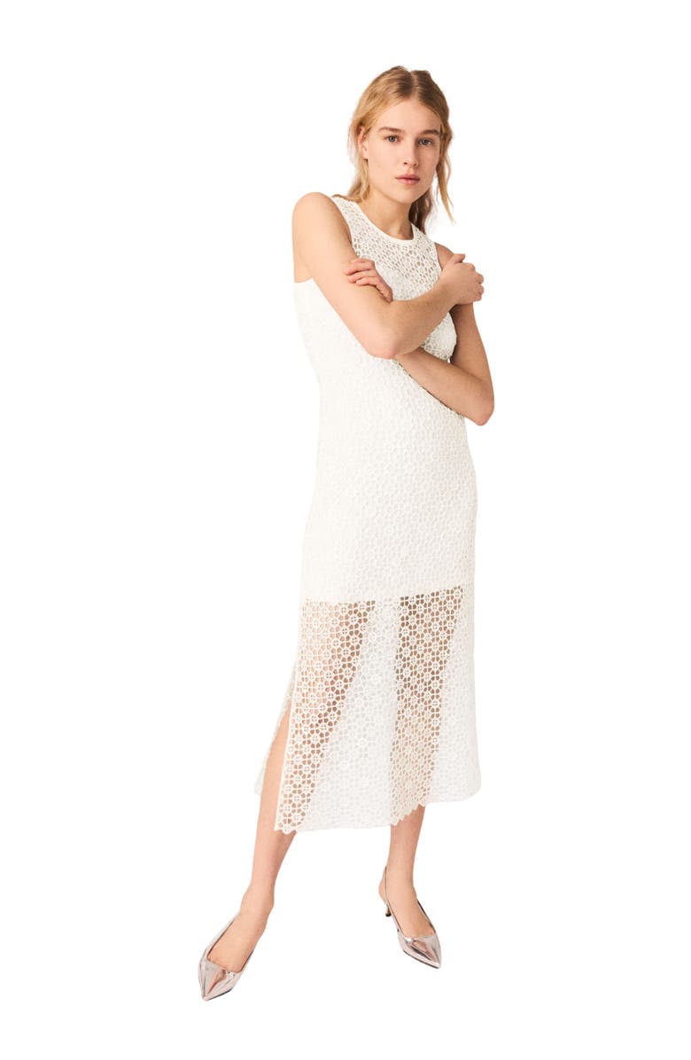 maje Rhinestone crochet maxi dress, Alternate, color, White