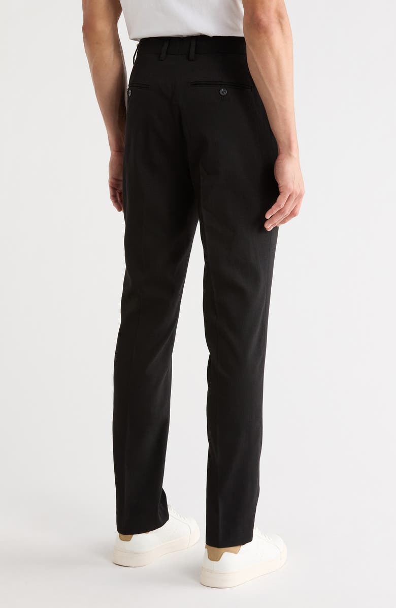 T.R. PREMIUM Slim Fit Solid Linen Blend Trousers, Alternate, color, Black