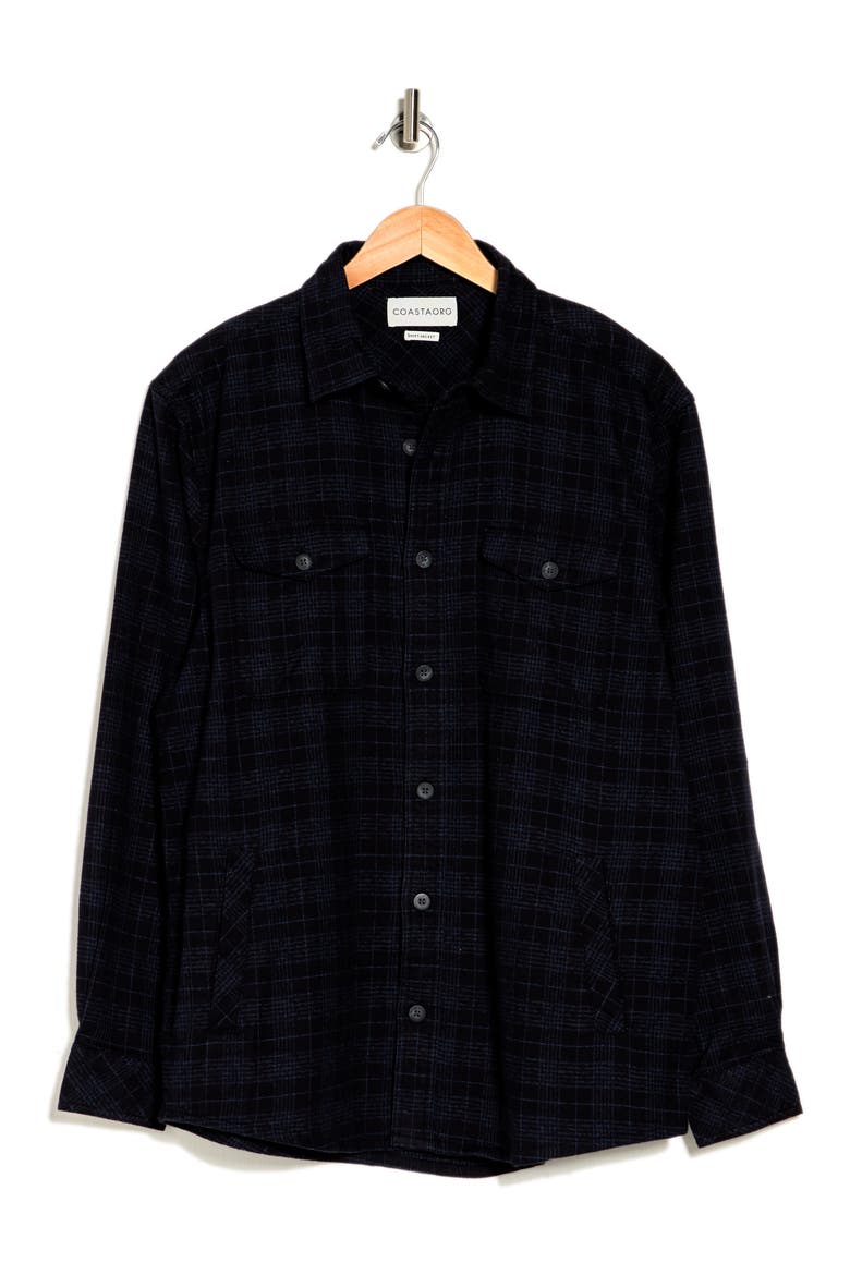 Iverness Plaid Flannel Shirt Jacket, Alternate, color, MIDNIGHT