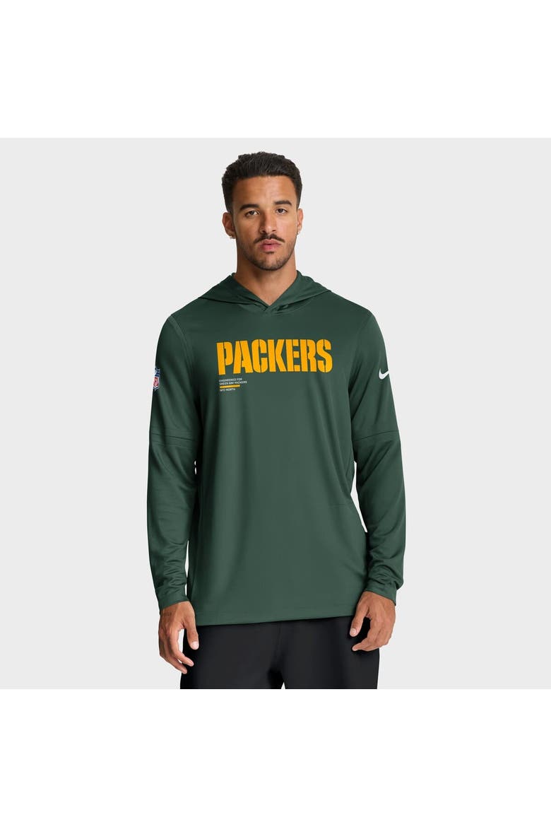 Men's Nike Green Green Bay Packers Big & Tall Sideline Performance Long Sleeve Hoodie T-Shirt, Main, color, Green