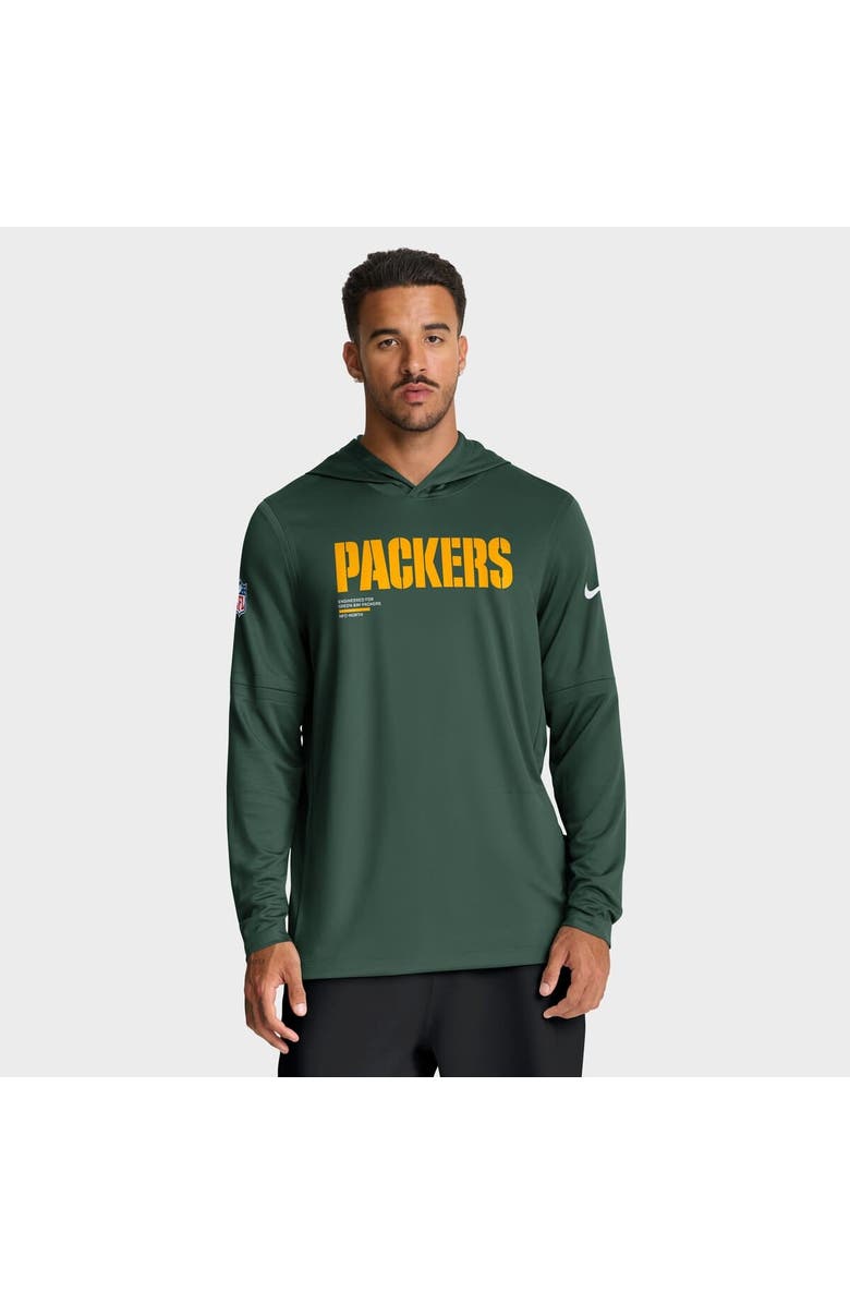 Nike Men's Nike Green Green Bay Packers Big & Tall Sideline Performance Long Sleeve Hoodie T-Shirt, Main, color, Green
