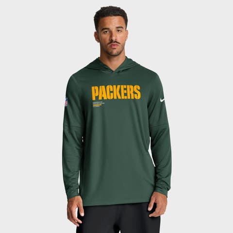 Men's Nike Green Green Bay Packers Big & Tall Sideline Performance Long Sleeve Hoodie T-Shirt
