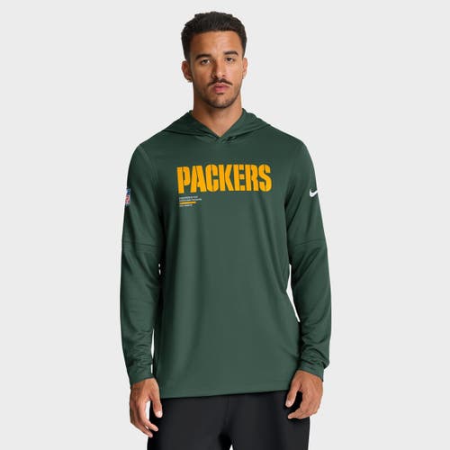 Nike Green Green Bay Packers Sideline Pure Fury Performance Long Sleeve Hoodie T-shirt In Green