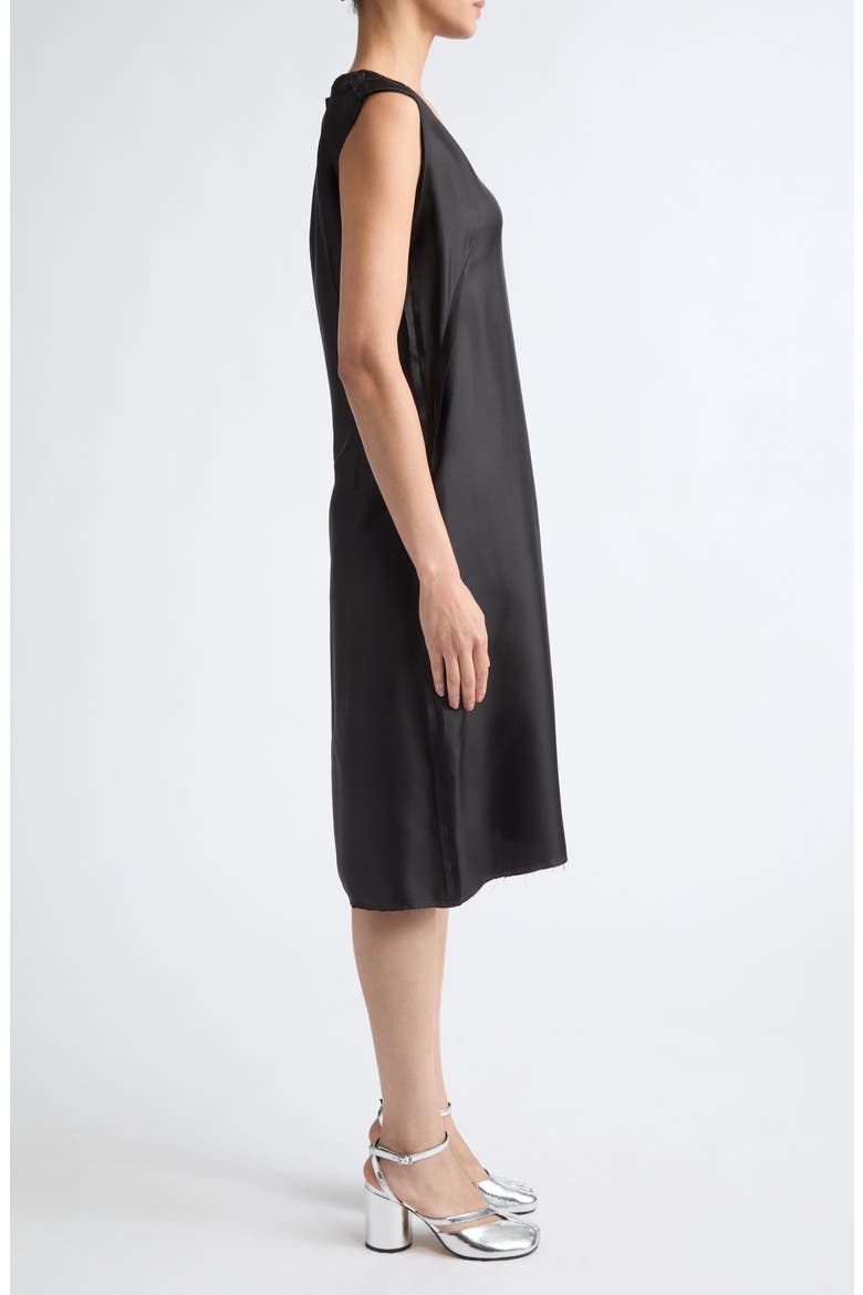 Silk Satin Midi Dress, Alternate, color, BLACK