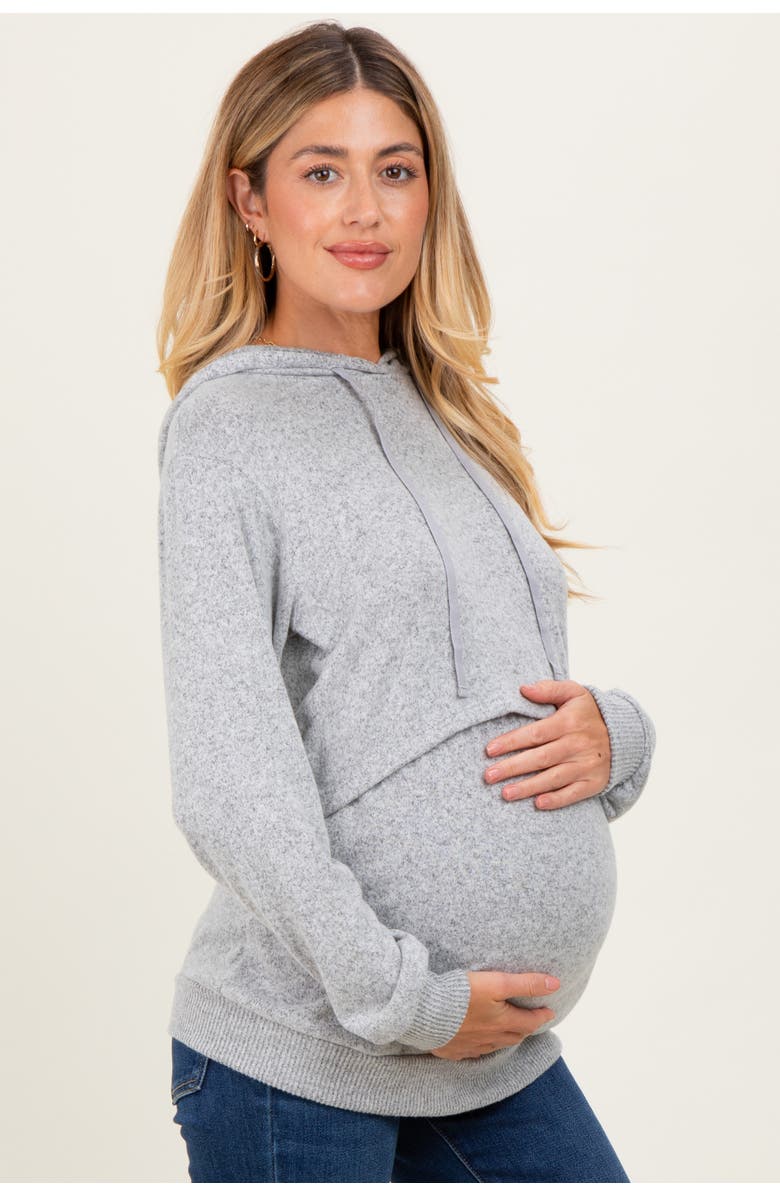PinkBlush Double Layer Long Sleeve Nursing Hoodie, Main, color, Heather Grey