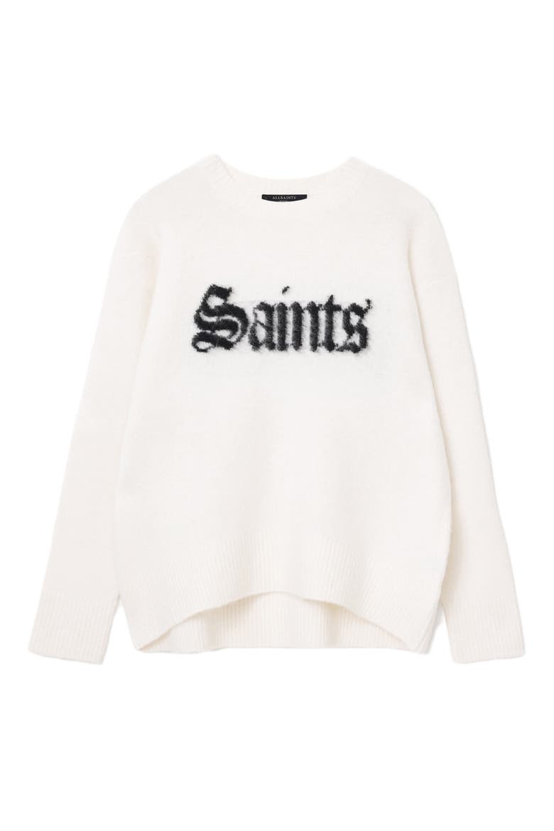 Saints & Sinners Crewneck Sweater, Alternate, color, CHALK WHITE/ BLACK
