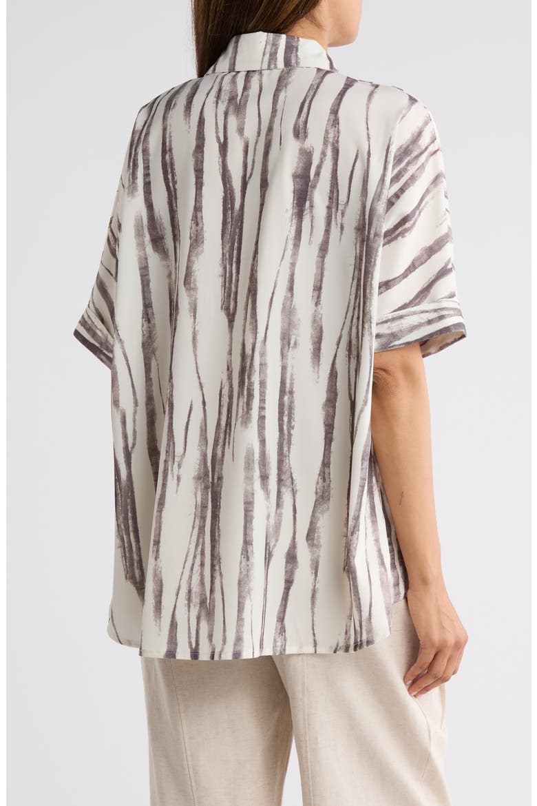 Patterned High-Low Button-Up Shirt, Alternate, color, GREY