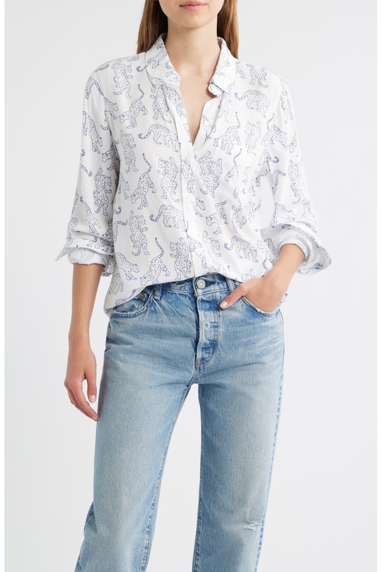 Kathryn Print Button-Up Shirt, Main, color, COBALT