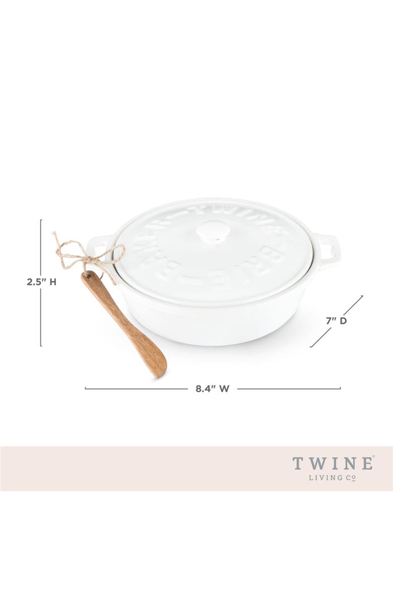 Ceramic Brie Baker & Wood Spreader Set, Alternate, color, White