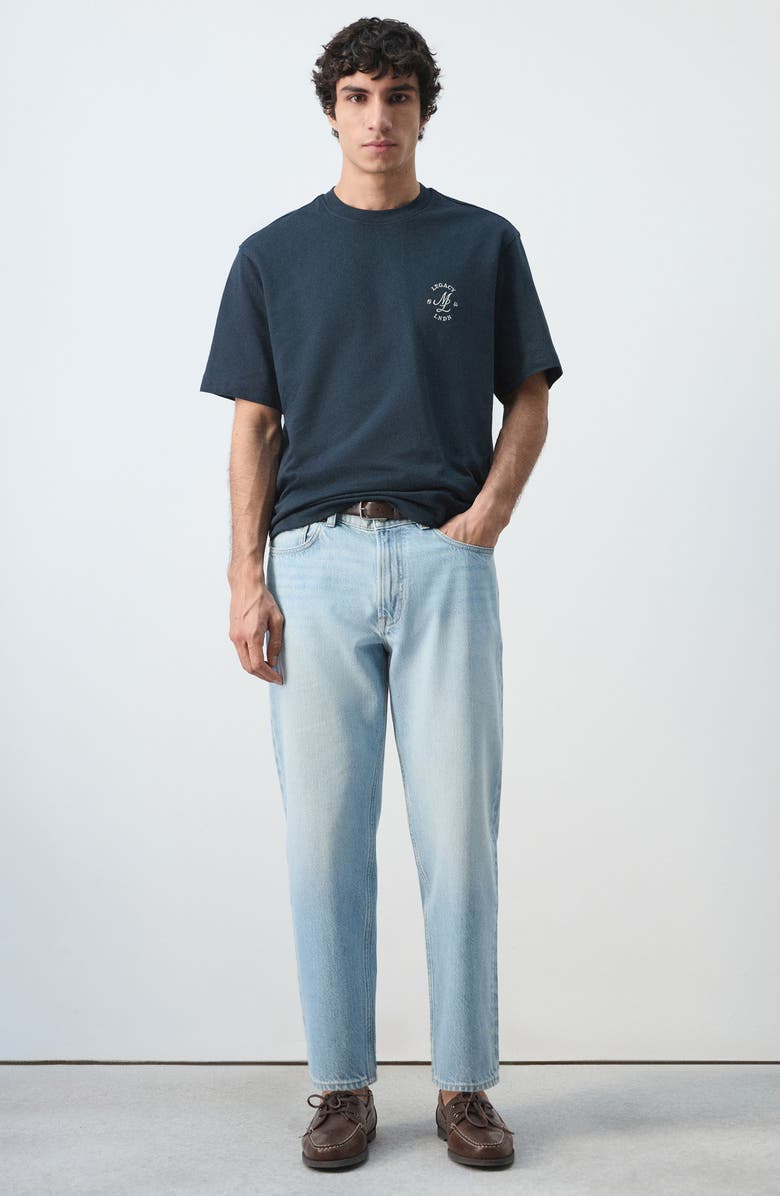 MANGO Cotton Embroidered Graphic T-Shirt, Alternate, color, Navy