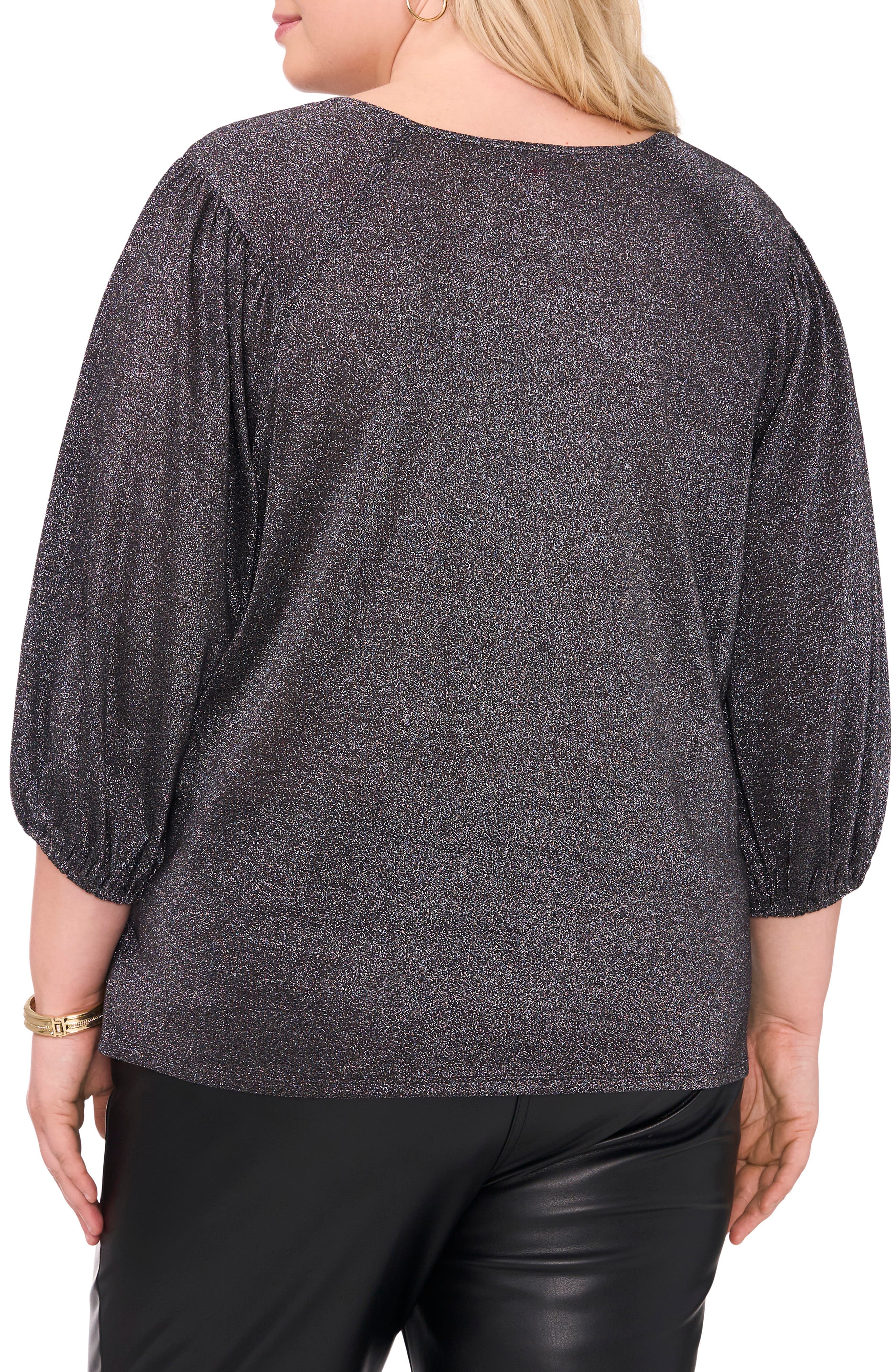 Vince Camuto Metallic Puff Sleeve Top (Women) | Nordstromrack
