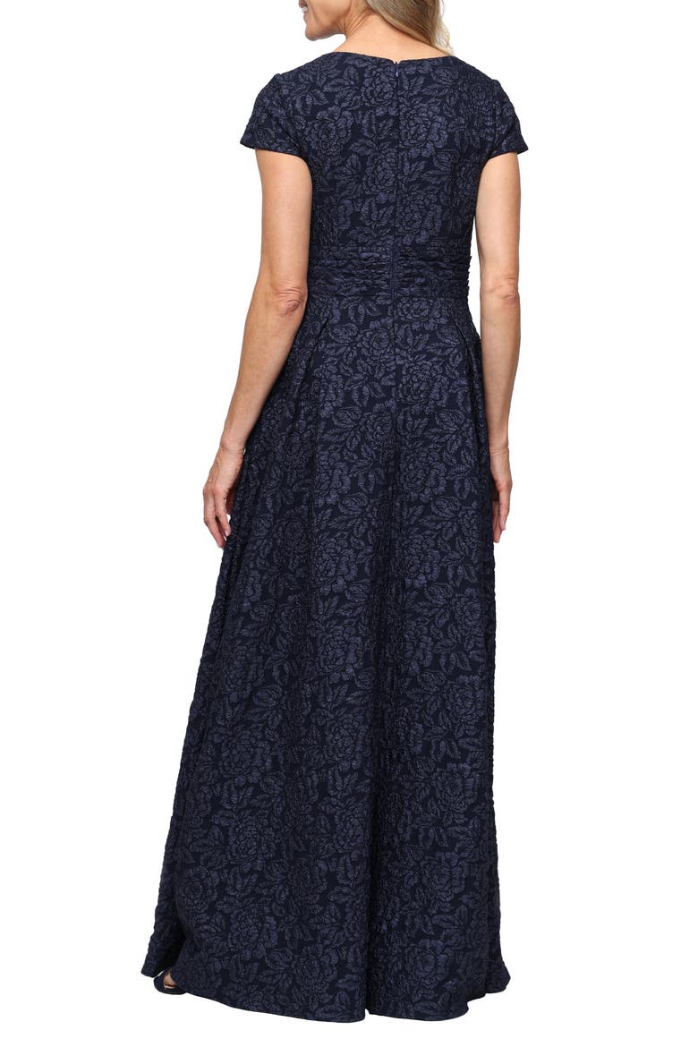 Embossed Short Sleeve Maxi Dress, Alternate, color, NAVY