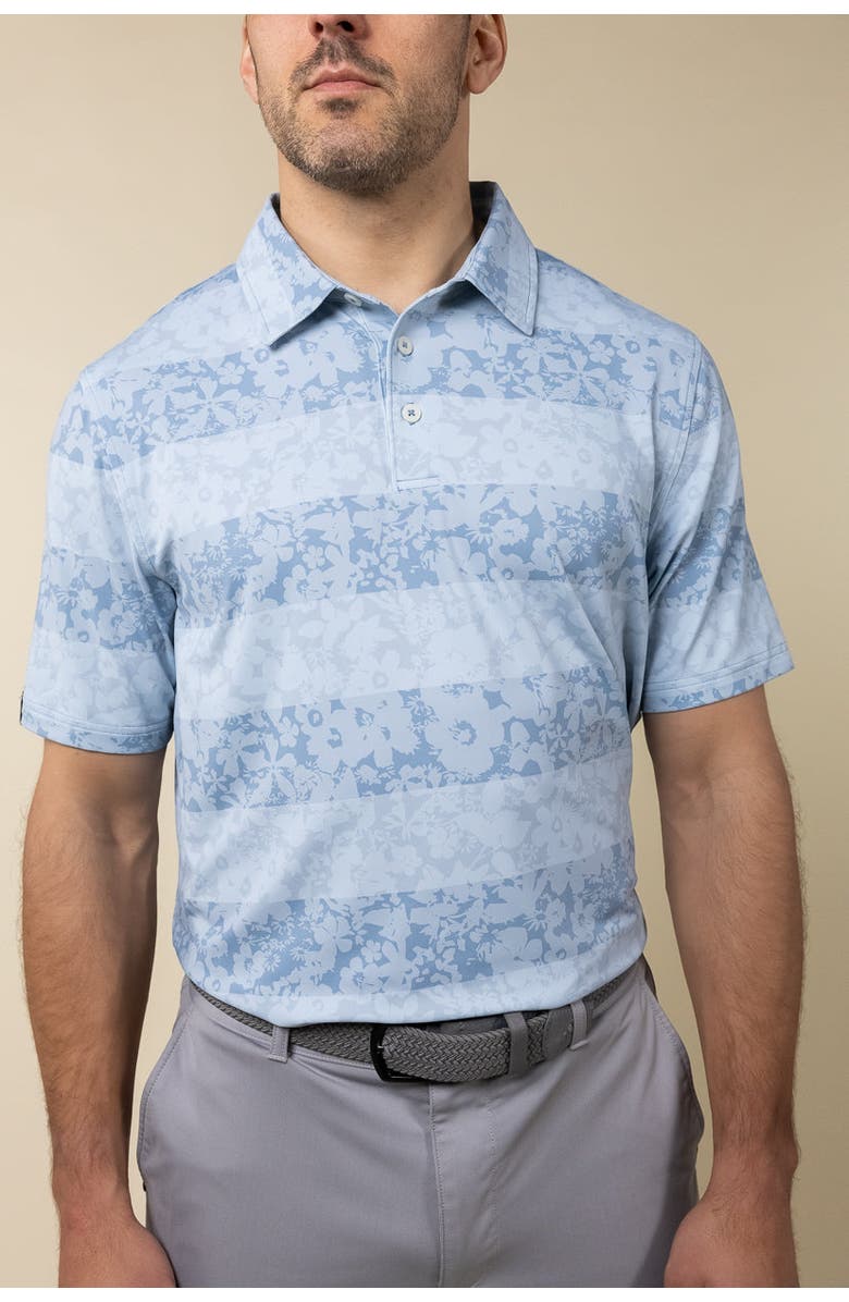 ASHWORTH GOLF Floral Rugby Polo, Alternate, color, Denim