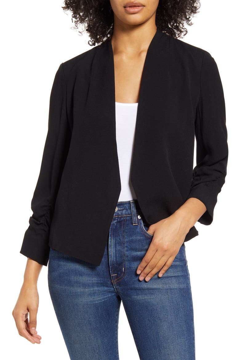 Open Front Blazer, Main, color, BLACK