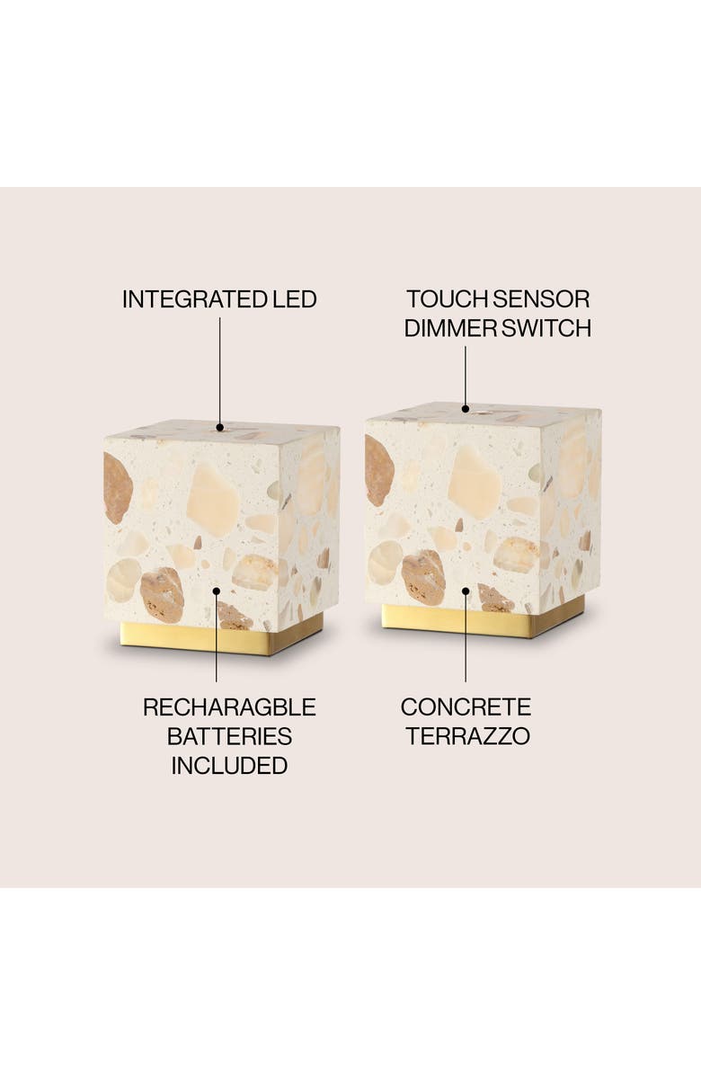 JONATHAN Y Lara Modern Glam Terrazzo Rechargeable/Cordless Dimmable Integrated LED Mini Table Lamp with Touch Sensor, Alternate, color, Multi-Color