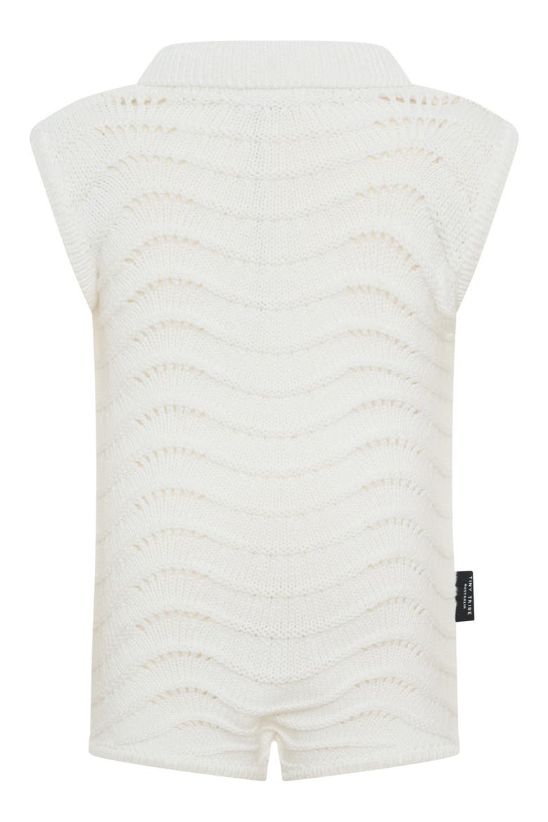 Open Stitch Cotton Polo Sweater Romper, Alternate, color, WHITE