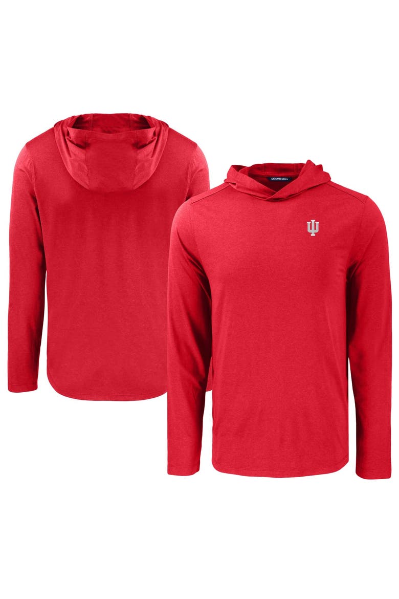 Men's Cutter & Buck Crimson Indiana Hoosiers Coastline Epic Comfort Eco Recycled Long Sleeve Hoodie T-Shirt, Main, color, Crimson