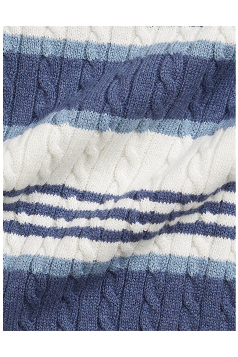 Stripe Cotton Cable Polo Sweater Dress, Alternate, color, DECKWASH W