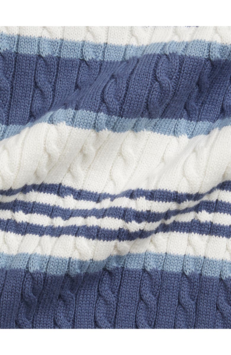 Ralph Lauren Stripe Cotton Cable Polo Sweater Dress, Alternate, color, Deckwash White Multi