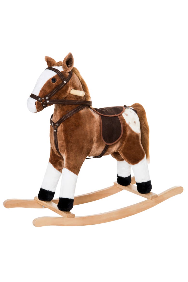 Kids Plush Toy Rocking Horse with Realistic Sounds, Main, color, Brown