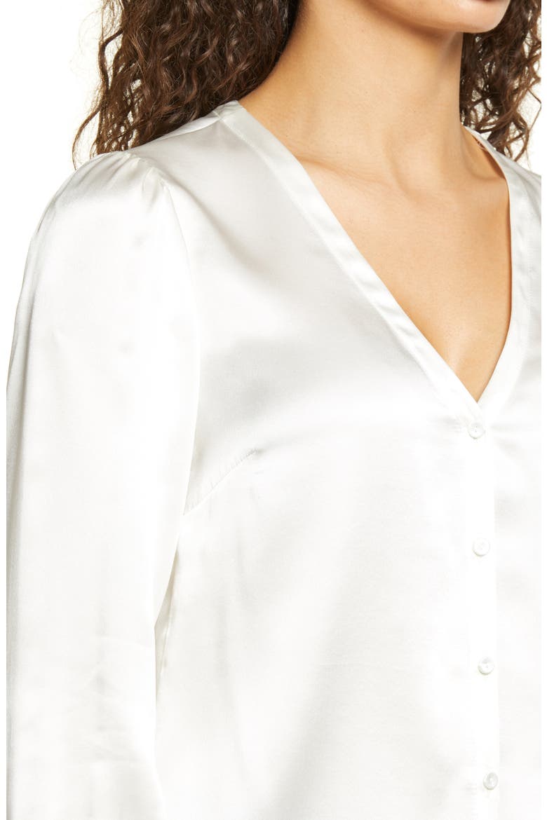 Long Sleeve Silk Charmeuse Top, Alternate, color, SNOW