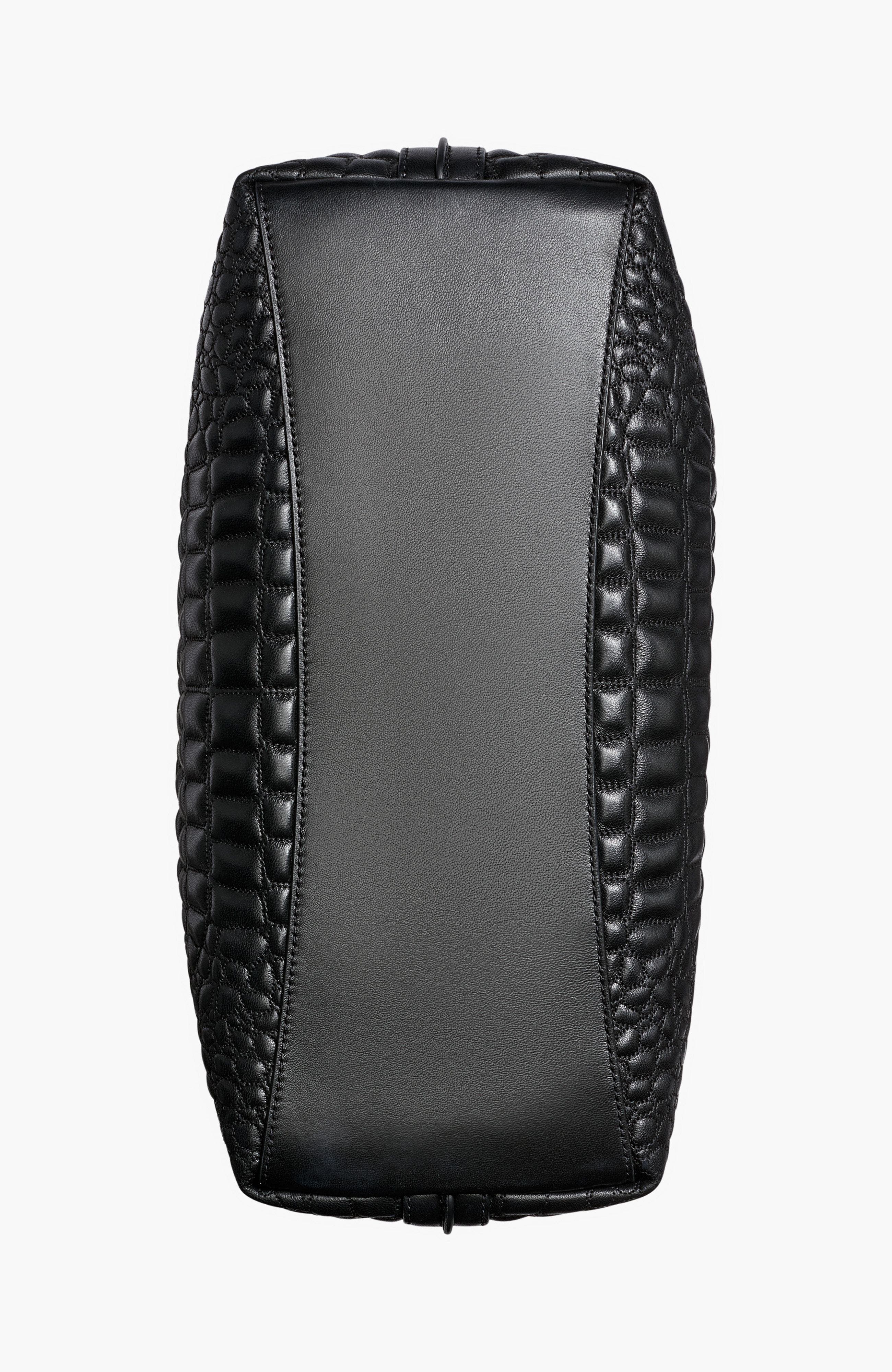 Donna Karan New York Glenwood Quilted Croc Satchel, Alternate, color, Black/Gold