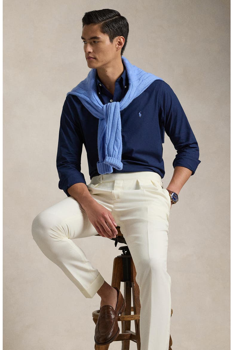 Classic Fit Stretch Cotton Poplin Button-Down Shirt, Alternate, color, NEWPORT NAVY