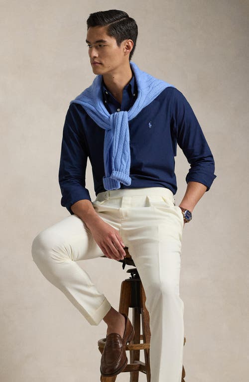 Shop Polo Ralph Lauren Stretch Cotton Poplin Button-down Shirt In Newport Navy