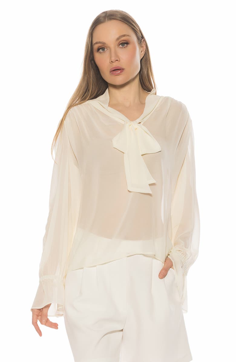 Alexia Admor Bow Shirt, Alternate, color, Ivory