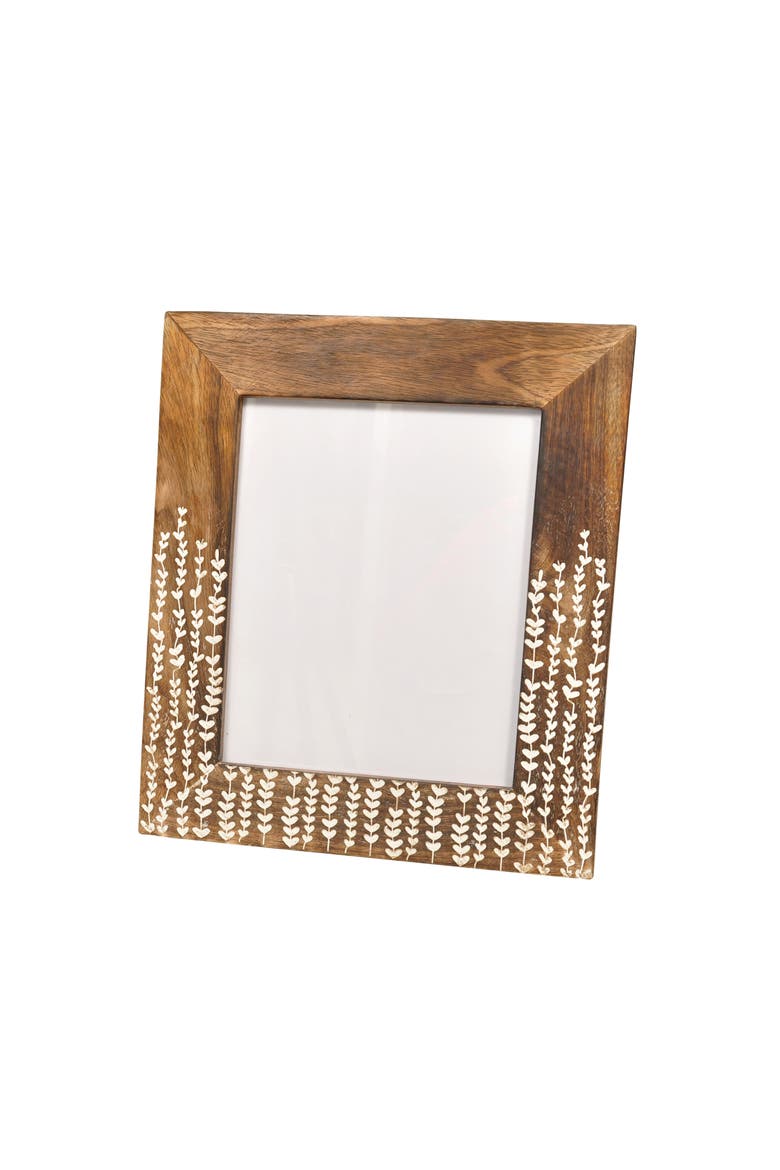 8X10 Rustic Picture Frame with Leaf Design, Main, color, Brown