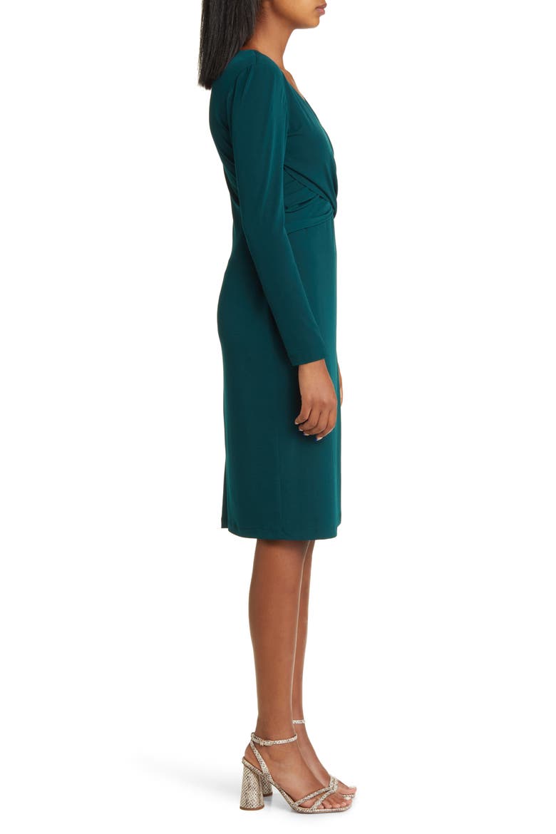 Twisted Bodice Long Sleeve Midi Dress, Alternate, color, HUNTER